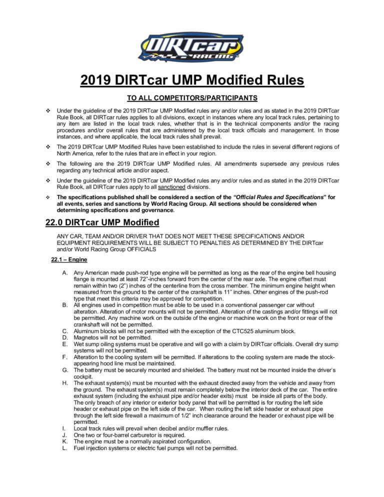 2019 UMP EB Modified Rules